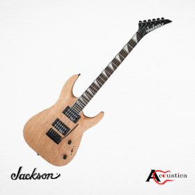 The Jackson JS22 Dinky Natural Oil boasts a sleek design, a fast neck, high-output pickups, and a natural oil finish that produces an aggressive tone.