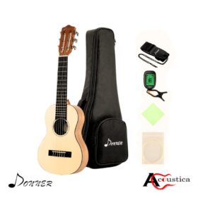 Strum anywhere with the Donner DGL-1 Guitalele! This 28" travel guitar 6strings ukelele offers warm tone and includes gig bag, picks & strings.