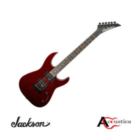 Jackson JS12 Dinky Metallic Red features dual humbuckers, 24 jumbo frets, Floyd Rose bridge, and sleek finish for powerful tones and smooth playability.