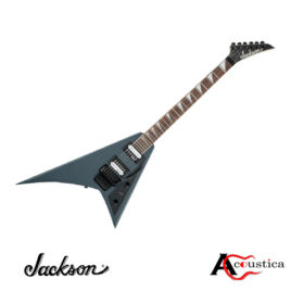 Jackson JS32 Rhoads Satin Gray Electric Guitar with high-output pickups, fast maple neck, and sleek satin gray finish. Perfect for rock and metal players.