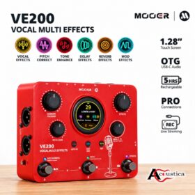 Buy the Mooer VE200 Vocal Multi Effector Pedal at Acoustica in Bangladesh for pitch correction, intelligent harmonies, and battery-powered performance.