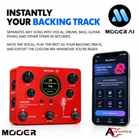 Buy the Mooer VE200 Vocal Multi Effector Pedal at Acoustica in Bangladesh for pitch correction, intelligent harmonies, and battery-powered performance.